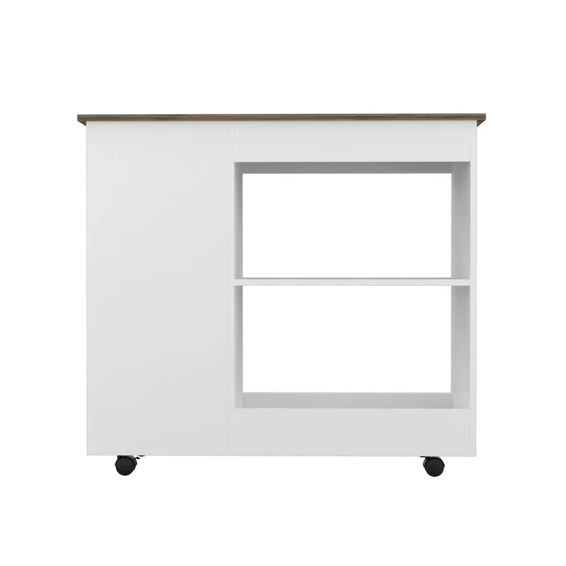 FM Furniture Arizona Kitchen Cart with 2 Storage Shelves, 3 Side Shelves, and 4 Casters