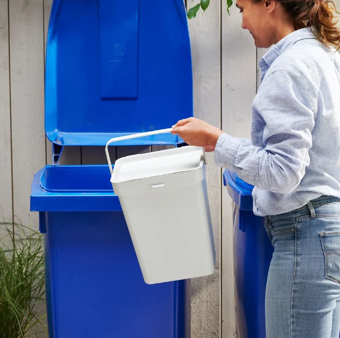HALLBAR Bin with lid, light grey, 22 L