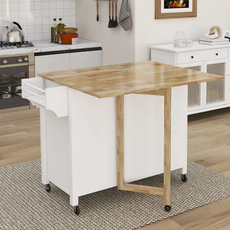 Double Door Kitchen Island with Adjustable Shelves