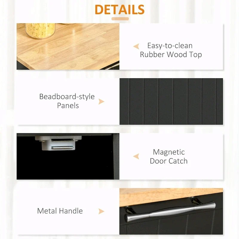 Modern 41 Rolling Kitchen Island on Wheels