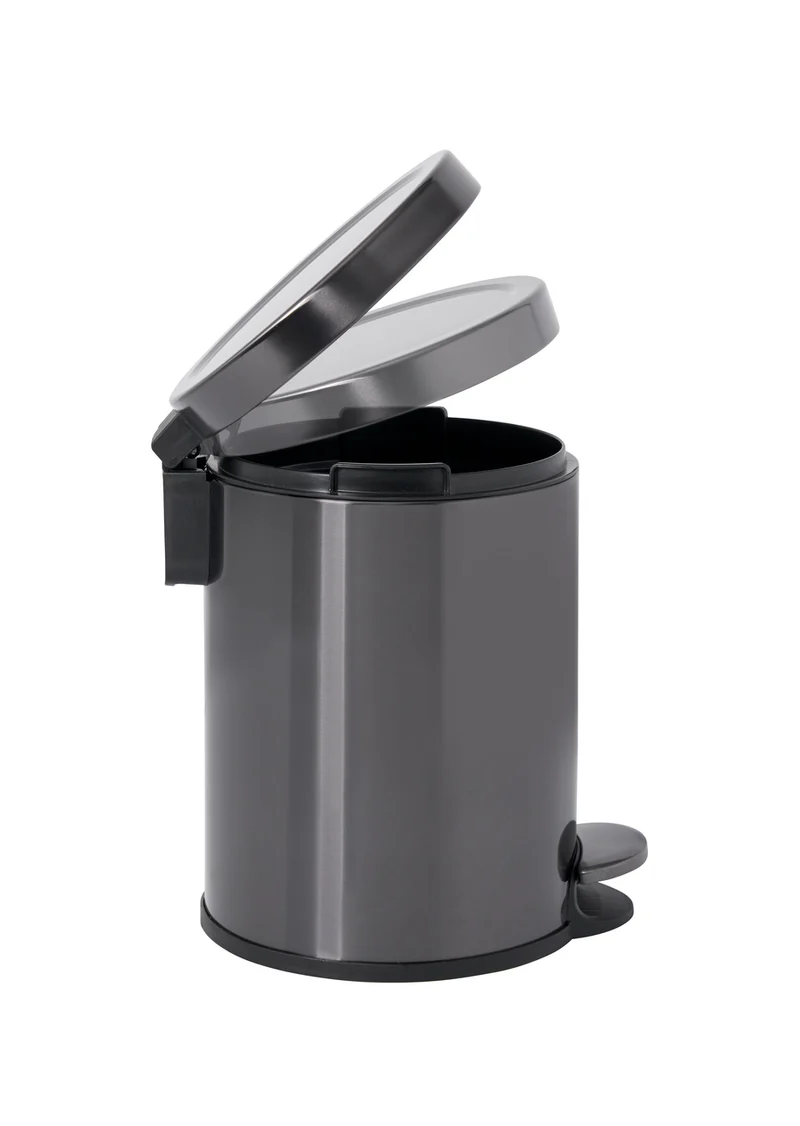 POUBELLE 6L A PEDALE INOX CHARBON