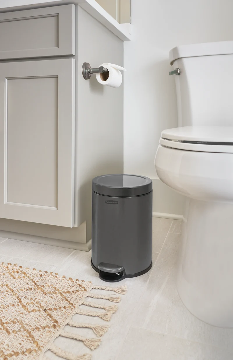 POUBELLE 6L A PEDALE INOX CHARBON