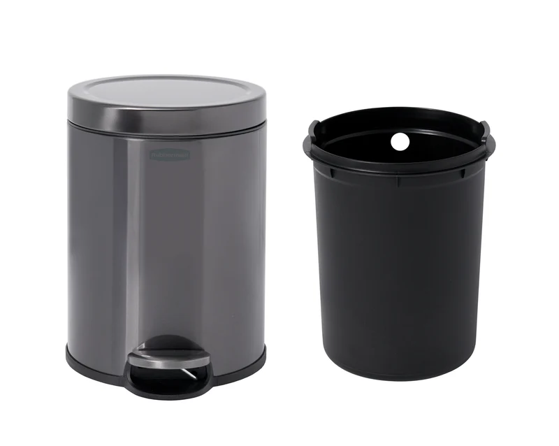 POUBELLE 6L A PEDALE INOX CHARBON