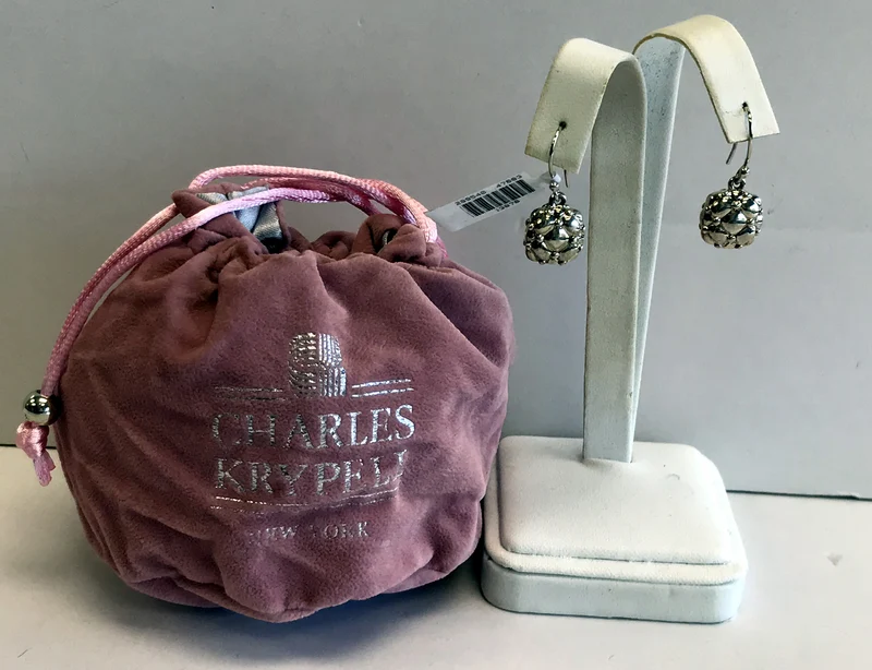 New York Designer Charles Krypell Sterling Silver Tufted Earrings