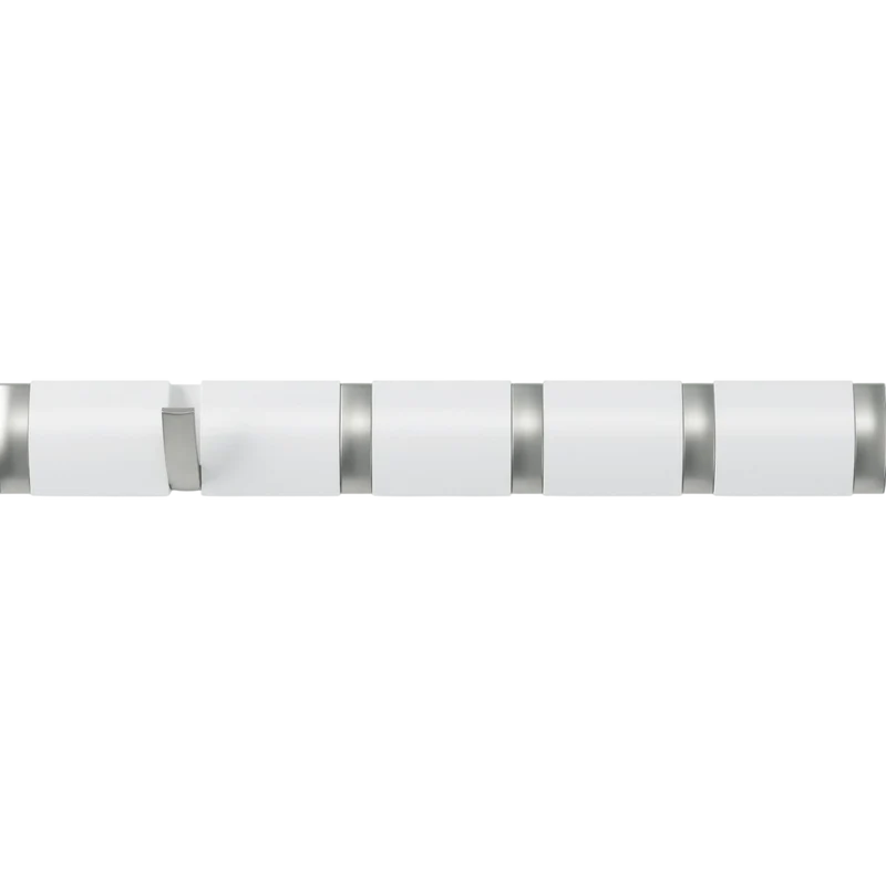 Garderobenleiste Flip 8 Haken, Weiss / Silber