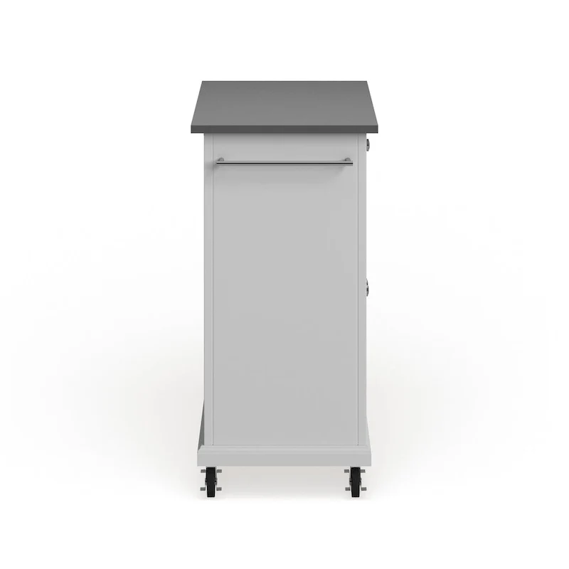 Crosley Compact White Wood Portable Kitchen Cart/ Island with Stainless Steel Top - 18d x 31w x 35.5h