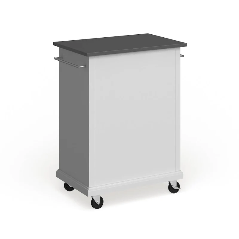Crosley Compact White Wood Portable Kitchen Cart/ Island with Stainless Steel Top - 18d x 31w x 35.5h