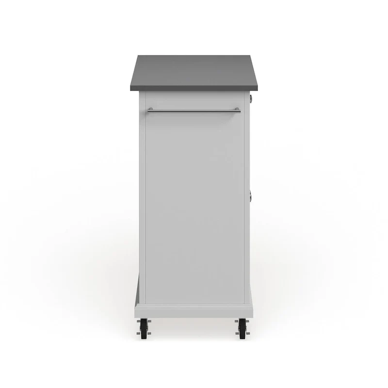 Crosley Compact White Wood Portable Kitchen Cart/ Island with Stainless Steel Top - 18d x 31w x 35.5h