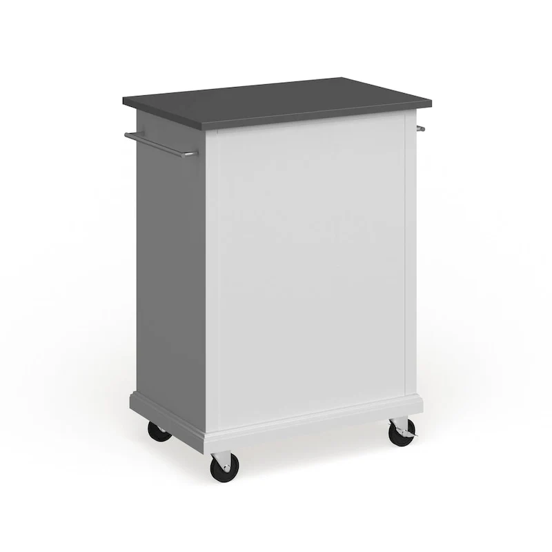 Crosley Compact White Wood Portable Kitchen Cart/ Island with Stainless Steel Top - 18d x 31w x 35.5h