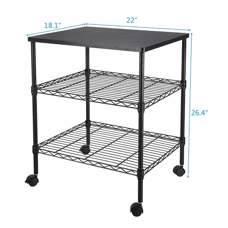 3 Tiers Rolling Storage Rack,Microwave Cart on Wheels