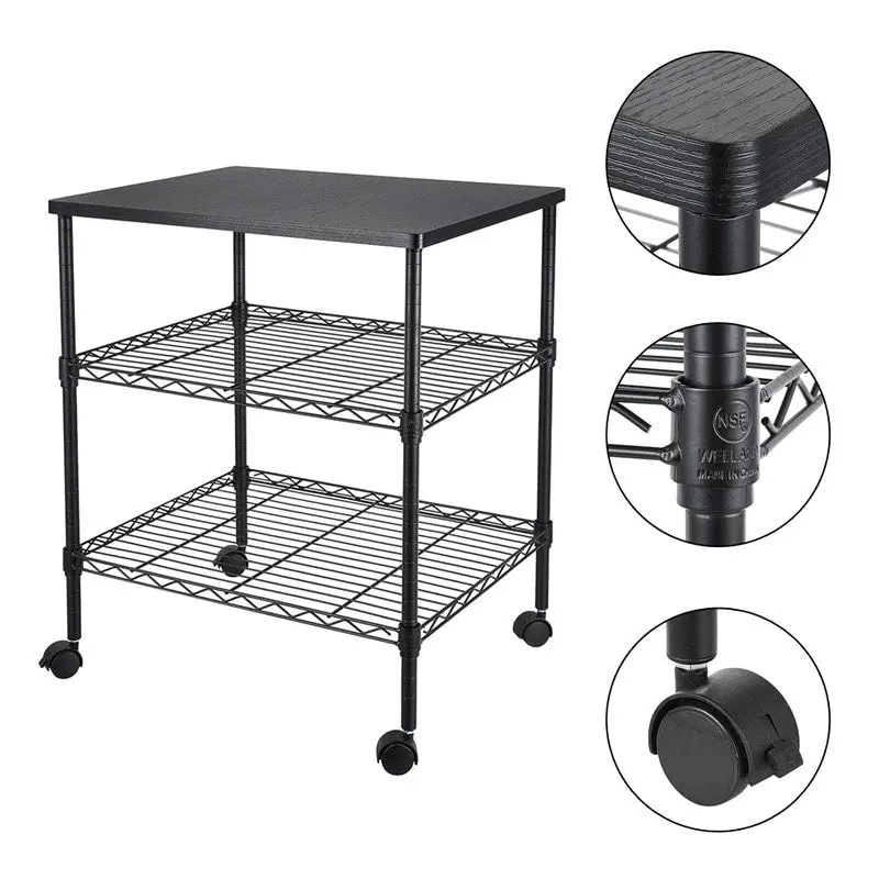 3 Tiers Rolling Storage Rack,Microwave Cart on Wheels