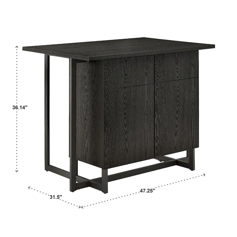 Oyala Black Finish 2-door Kitchen Island with Power and USB outlets by iNSPIRE Q Modern