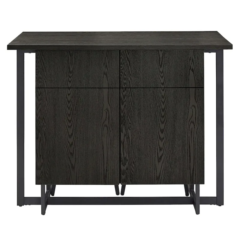 Oyala Black Finish 2-door Kitchen Island with Power and USB outlets by iNSPIRE Q Modern