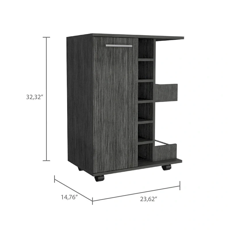 Bartlet 2-Shelf 6-Bottle Bar Cart with Division for Kitchen, Party and Living Room