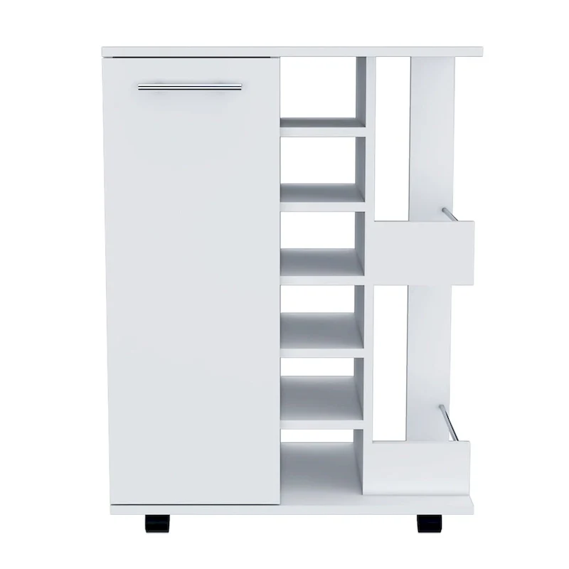 Bartlet 2-Shelf 6-Bottle Bar Cart with Division for Kitchen, Party and Living Room