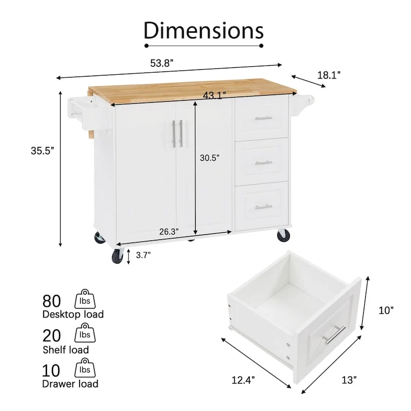 Rolling Kitchen Island with Drop Leaf Countertop,Barn Door Kitchen Island Table with Storage Cabinet and Tower Rack