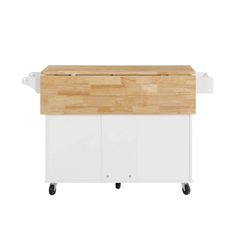 Rolling Kitchen Island with Drop Leaf Countertop,Barn Door Kitchen Island Table with Storage Cabinet and Tower Rack
