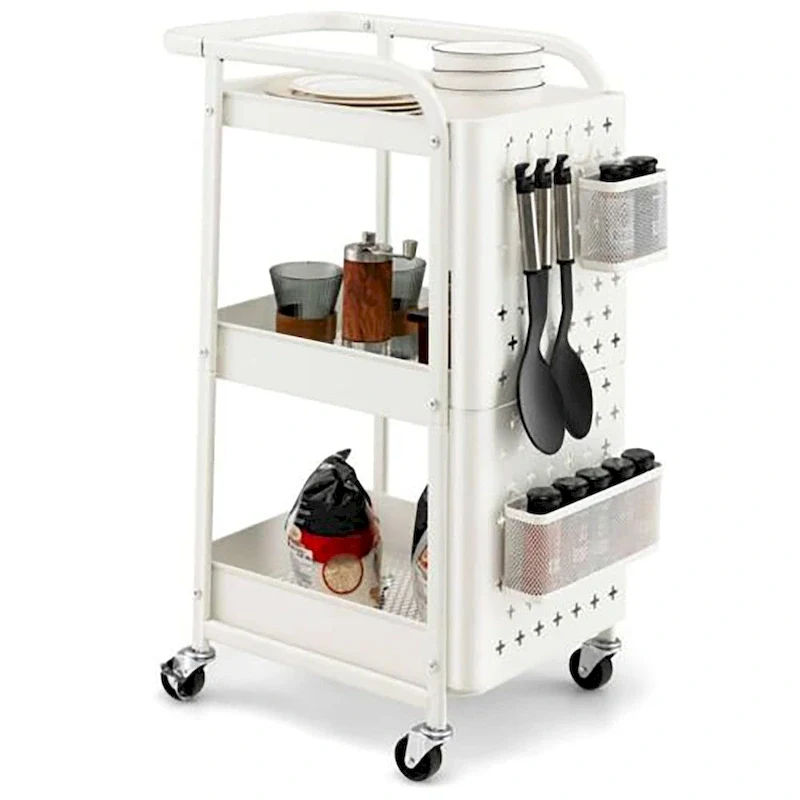 Gymax 3-Tier Utility Storage Cart Metal Rolling Trolley w/ DIY