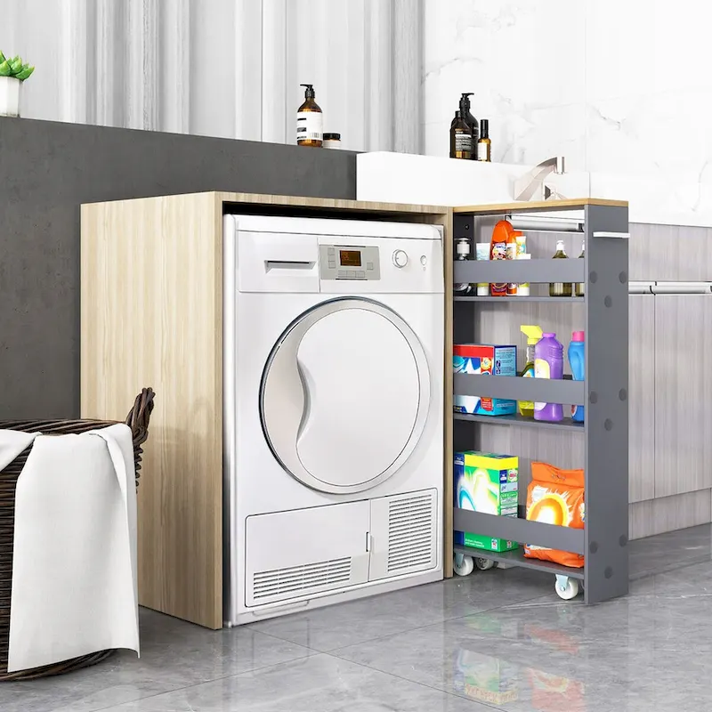 Rolling Kitchen Slim Storage Cart Mobile Shelving Organizer w/ Handle