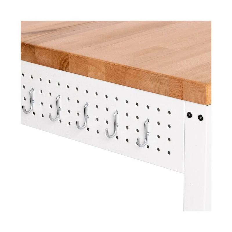 Seville Classics HOME Work Center Island Table with Solid Wood Top, 48 W x 24 D x 36 H, White