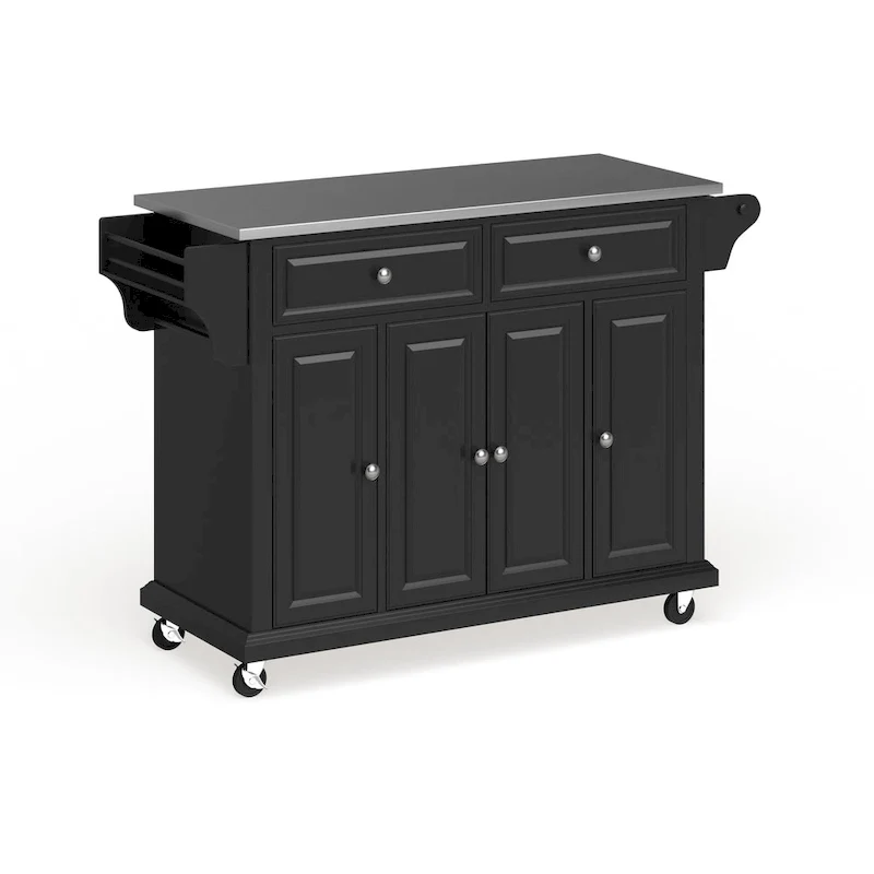 Crosley Full Size Black Finish Stainless Steel Top Kitchen Cart/ Island - 18d x 51.5w x 36h