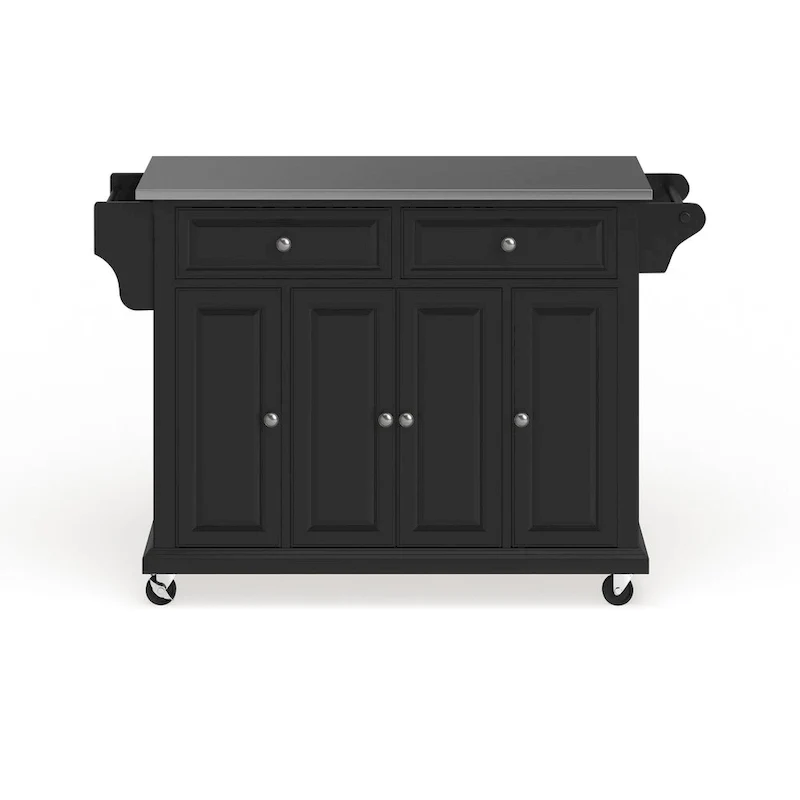 Crosley Full Size Black Finish Stainless Steel Top Kitchen Cart/ Island - 18d x 51.5w x 36h