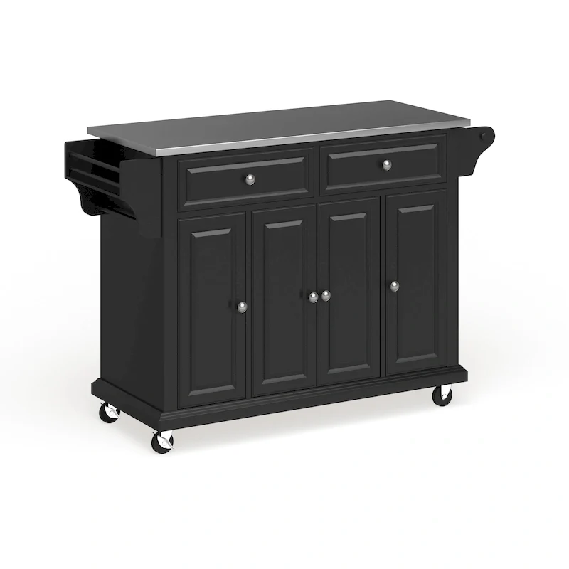 Crosley Full Size Black Finish Stainless Steel Top Kitchen Cart/ Island - 18d x 51.5w x 36h