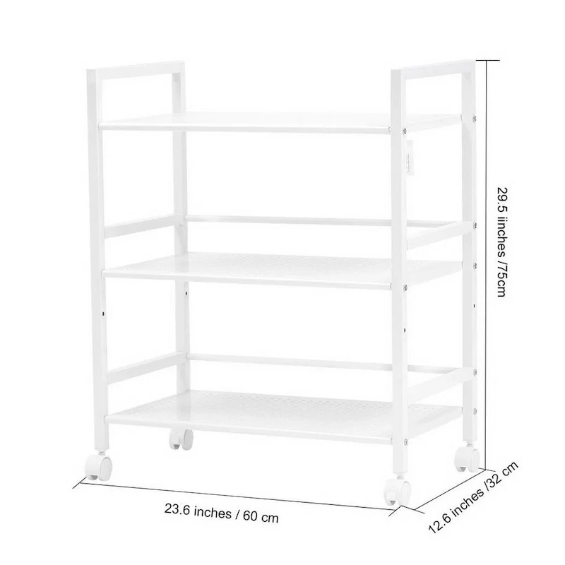 3-Tier Rolling Serving Shelf Rack Utility Storage Kitchen Island Cart