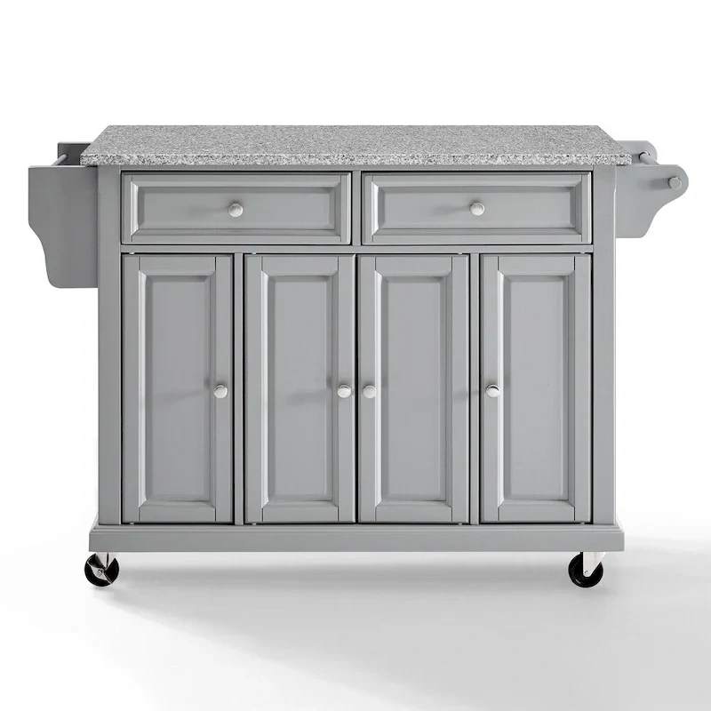 Crosley Solid Granite Top Kitchen Cart/Island In Vintage Grey - 51.5 W x 18 D x 34 H