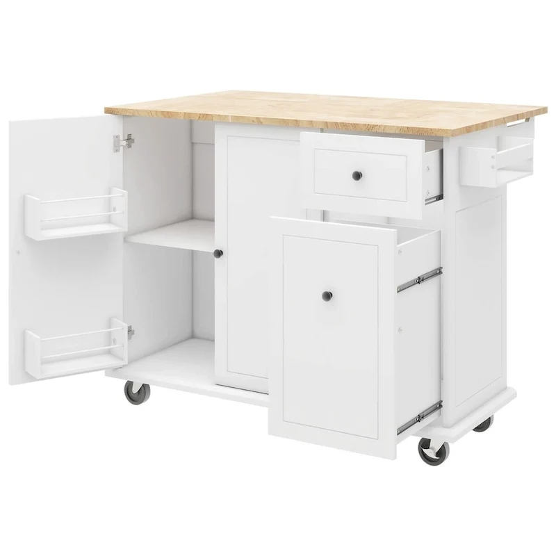 Merax 53.9 Width Rolling Kitchen Cart on Wheels with Drop Leaf