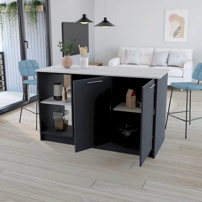 Kitchen Island for Dining Room,Two open storage shelves, Kitchen