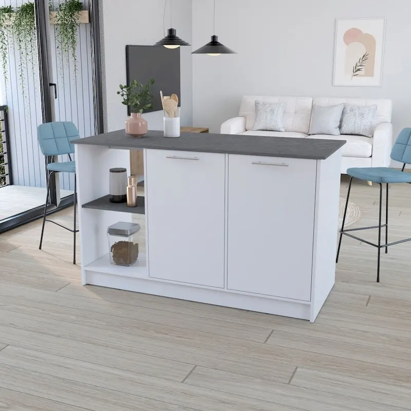 Kitchen Island for Dining Room,Two open storage shelves, Kitchen