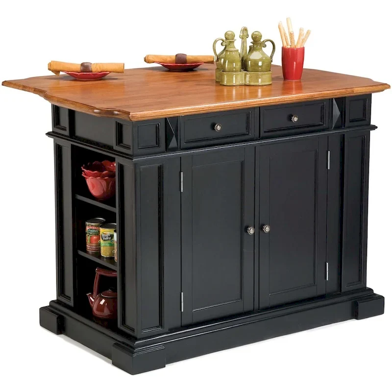 Copper Grove Warwick Black Distressed Oak Kitchen Island