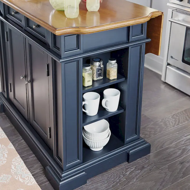 Copper Grove Warwick Black Distressed Oak Kitchen Island