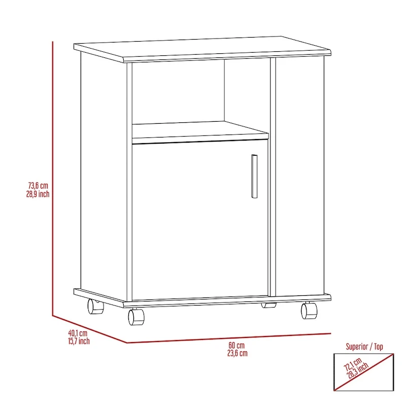 Kit Lower Microwave Cabinet, Single Door, Three Side Shelve -White