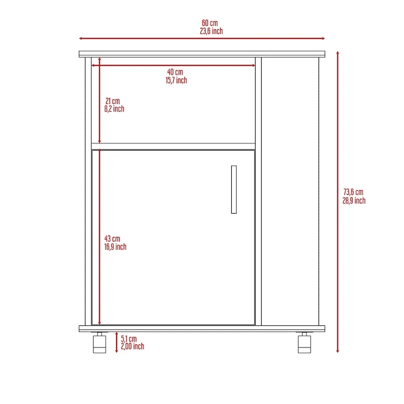 Kit Lower Microwave Cabinet, Single Door, Three Side Shelve -White