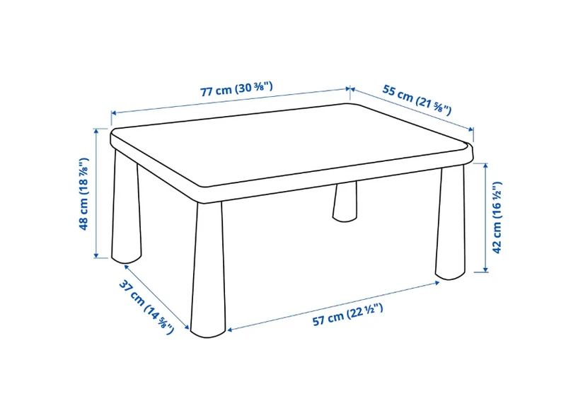MAMMUT children's table, high-gloss green, 77x55 cm