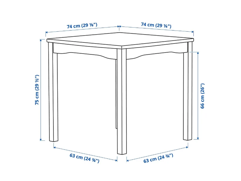 HAUGA kitchen table, white, 74x74 cm, seats 2