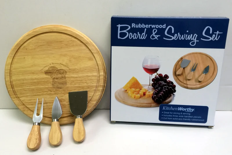 Rubberwood Board & Serving Set