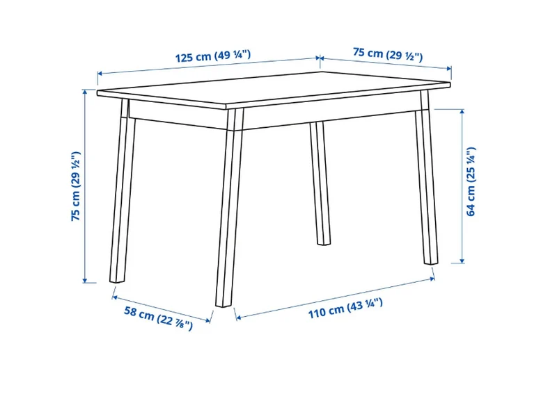 PINNTORP kitchen table, light brown-white, 125x75 cm, seats 4