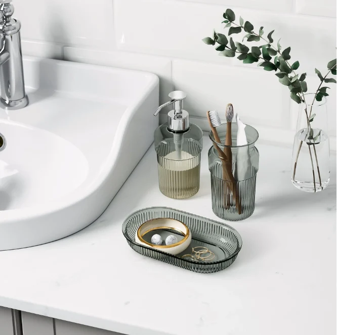 BROFJARDEN 3-piece bathroom set, grey