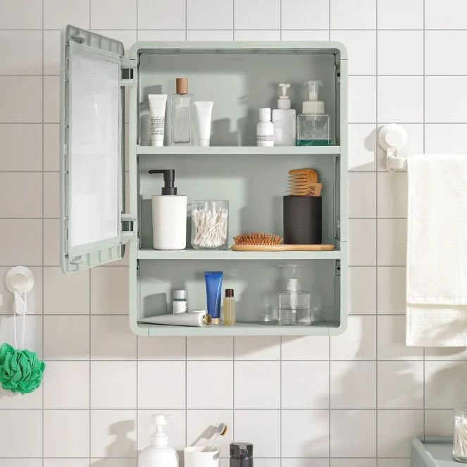 IVÖSJÖN bathroom wall cabinet, green, 44x15x59 cm