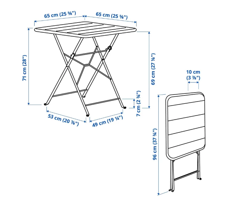 SUNDSO Table, light green, outdoor, 65x65 cm