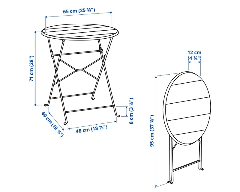 SUNDSÖ foldable table, anthracite, 65 cm