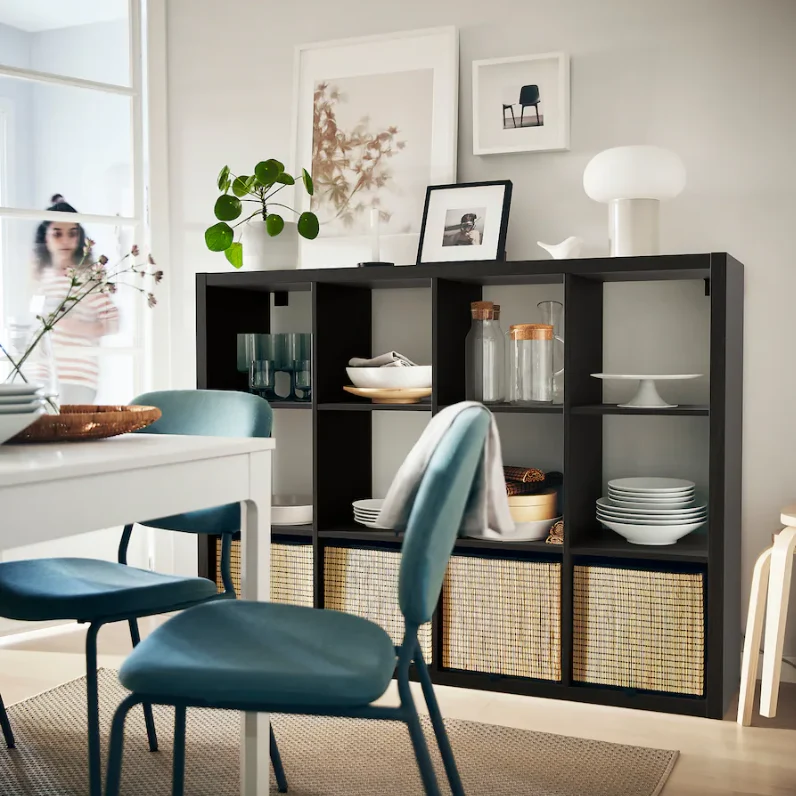 KALLAX Shelving unit, black-brown, 112x147 cm
