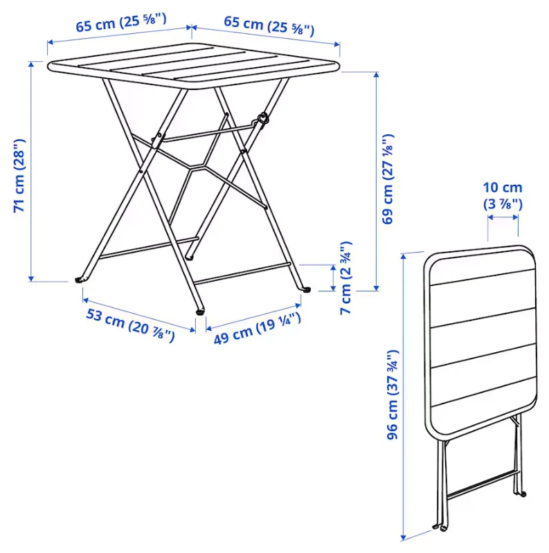 SUNDSÖ Table, anthracite outdoor, 65x65 cm