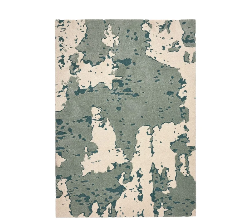 RINGKLOCKA Rug, low pile, green/off-white, 160x230 cm
