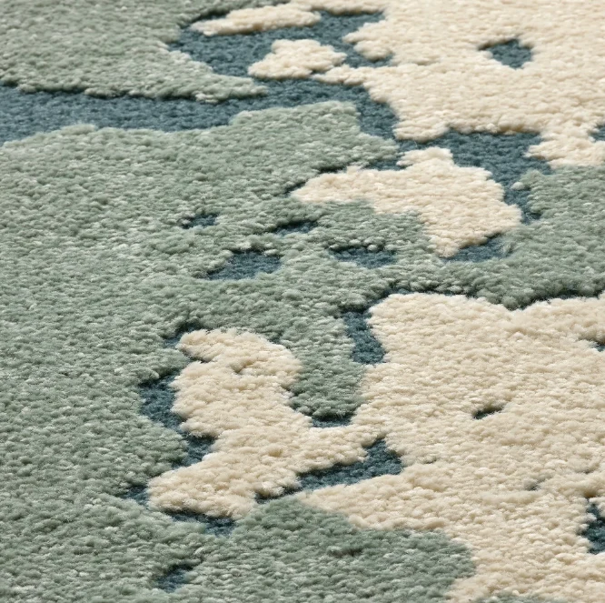 RINGKLOCKA Rug, low pile, green/off-white, 160x230 cm