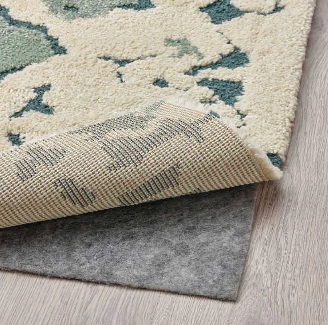 RINGKLOCKA Rug, low pile, green/off-white, 160x230 cm
