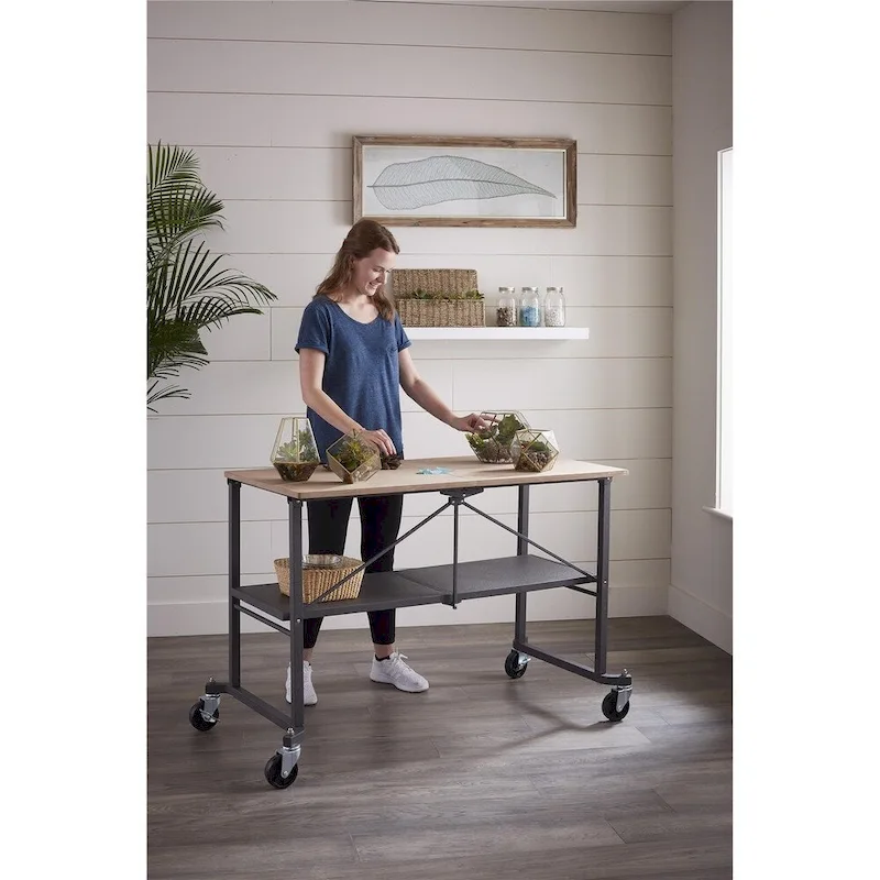 COSCO Smartfold Grey Utility Table / Workbench with Locking Casters